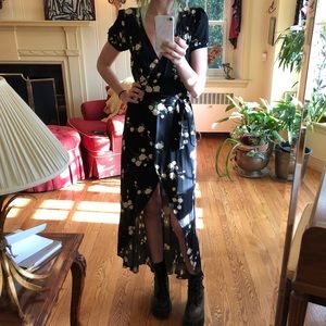 Reformation Floral High-Low Wrap Dress